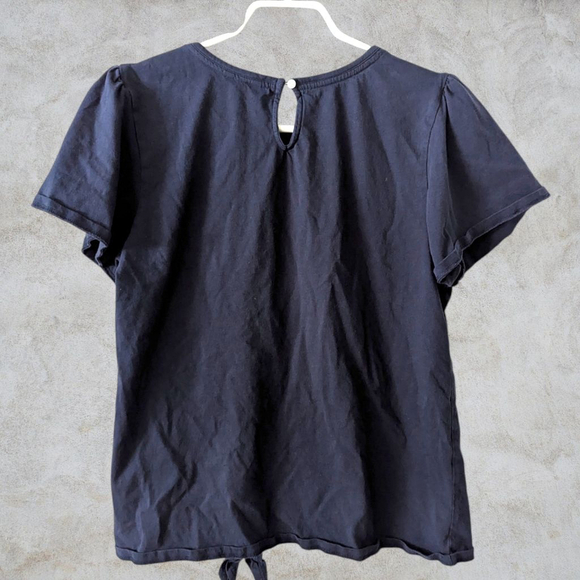 🌈NAUTICA | Navy Short Puff Sleeve Tie-Front Tee M - Picture 6 of 11